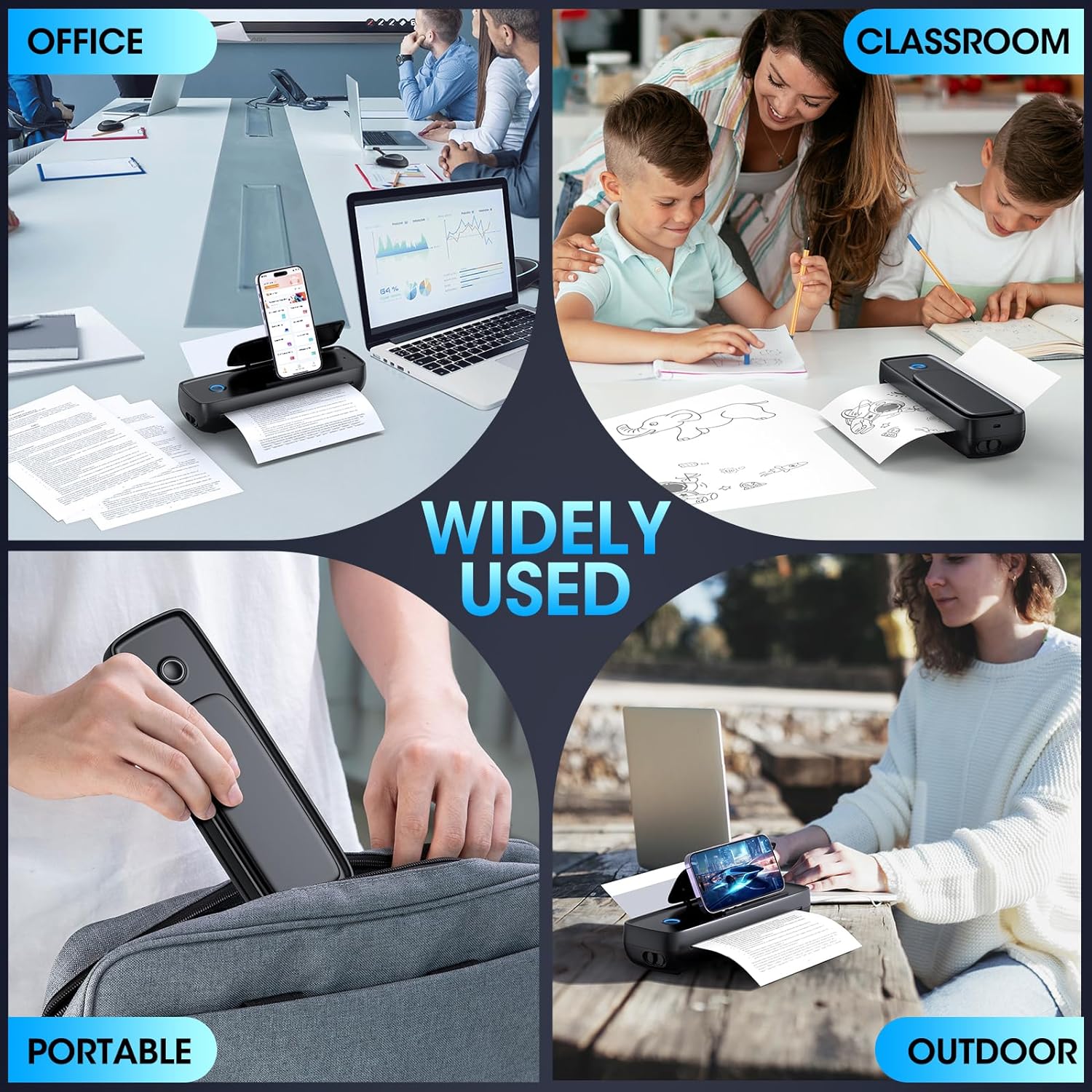 Inkless Portable WiFi Printer With Phone Holder